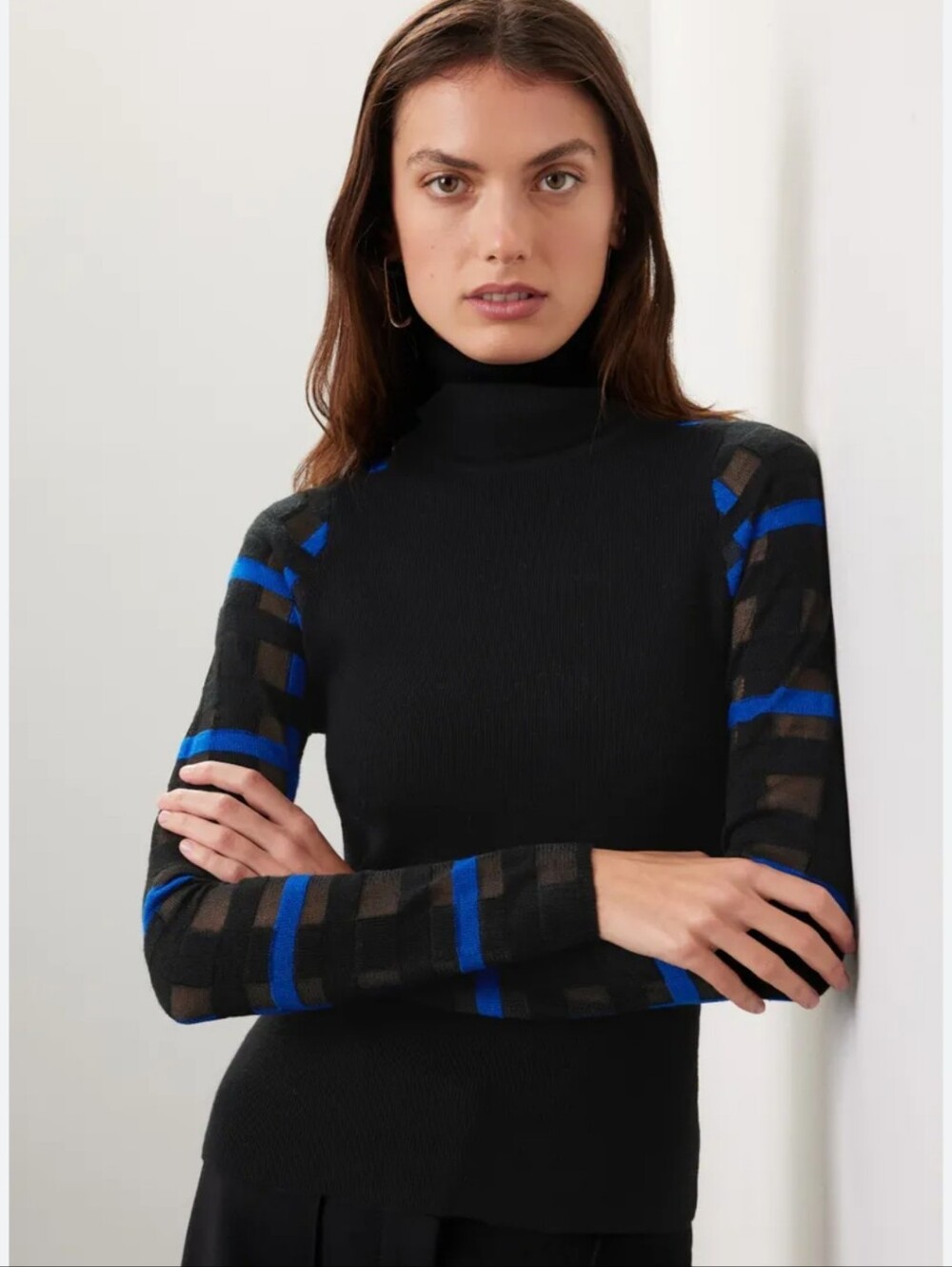 ESTEBAN CORTAZAR COLLECTIVE SHEER SLEEVE TURTLENECK TOP SIZE XS MSRP $295